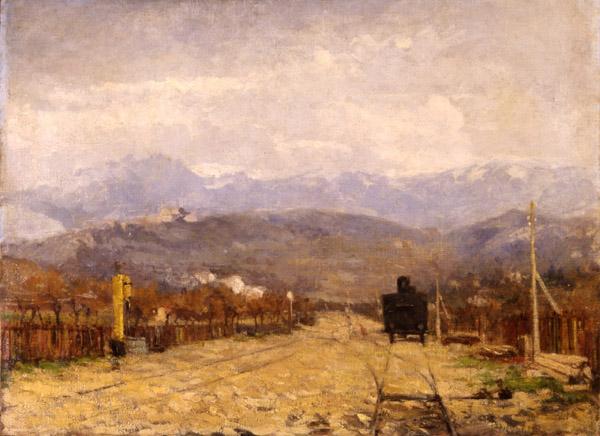 Eugenio Gignous Paesaggio con treno oil painting picture